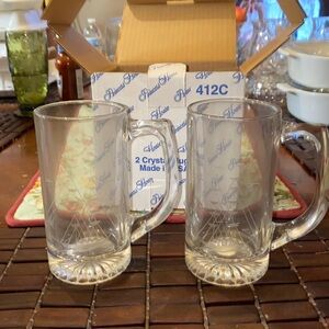 Vintage NIB Princess House mugs with a ship or boat engraved